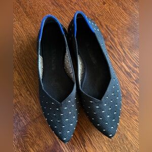 Limited edition Rothies sz 6.5 black with ivory polka dots.